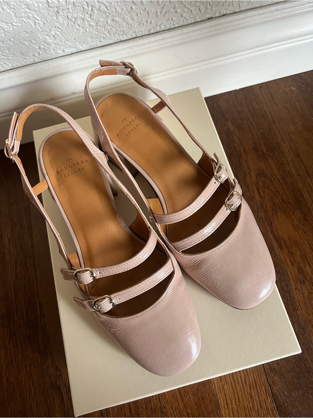 Sezane shoes Pink Leather Mary Jane Slingback Heels